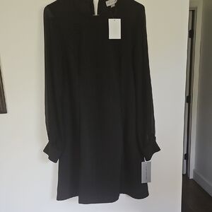 Marc New York Black Bishop Sleeve Mock Neck Dress